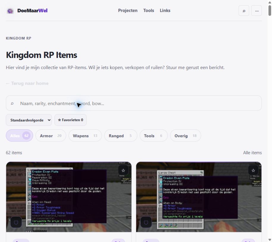 Voorbeeld van Kingdom RP Items