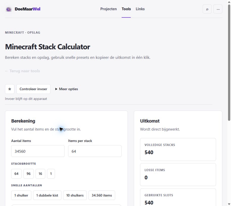 Voorbeeld van Stack Calculator